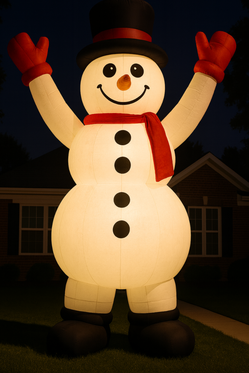 Large Inflatable Snowman With Lights