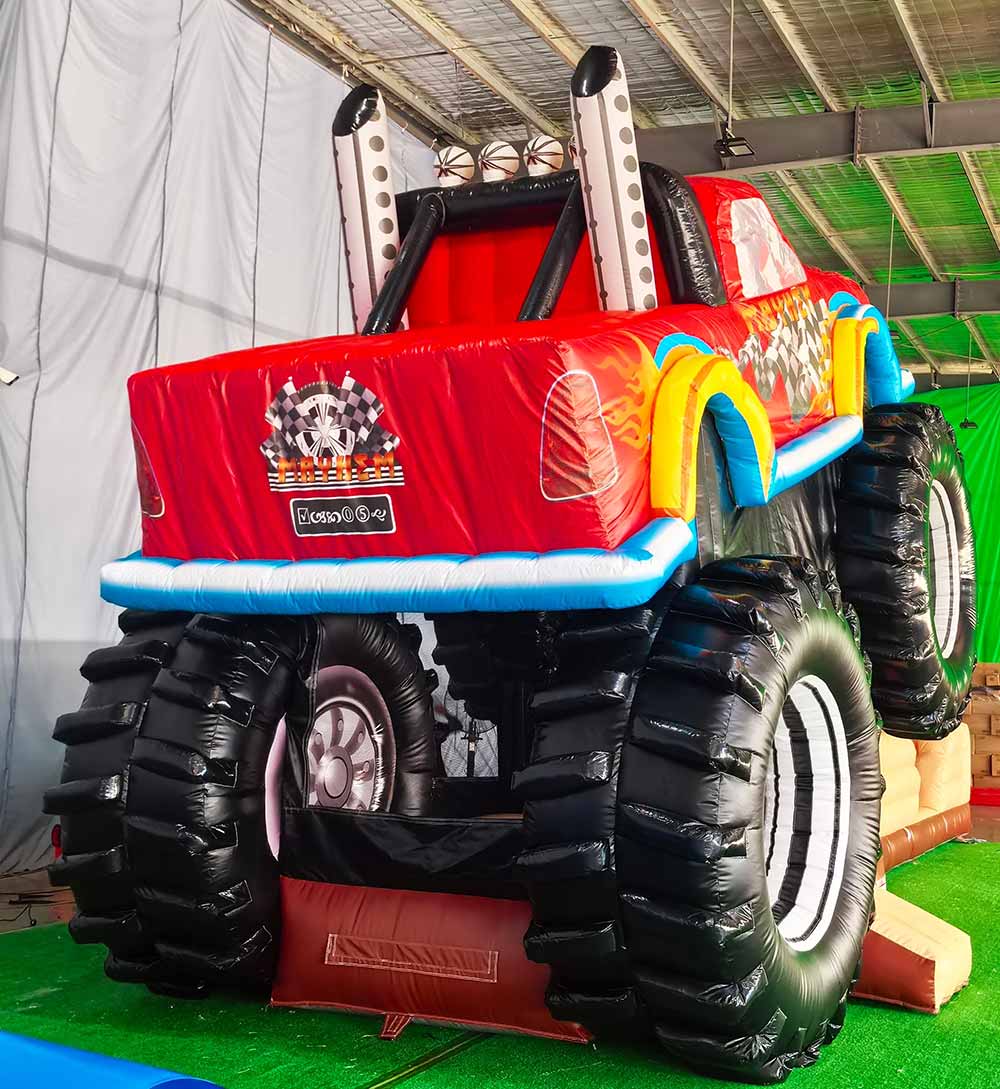 Monster Truck Bounce House with Slide Back
