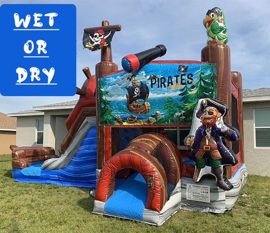 Pirate Ship Bounce House With Slide - Wet or Dry