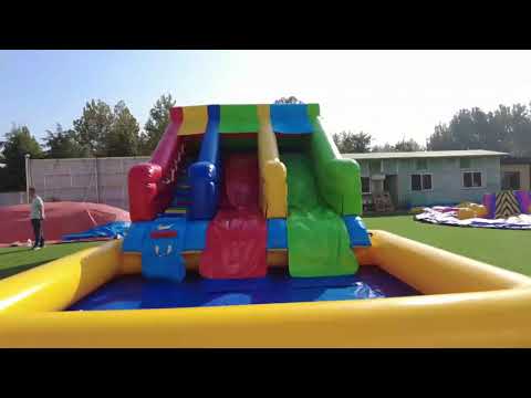 Small 2 Lane Inflatable Water Slide With Pool Video