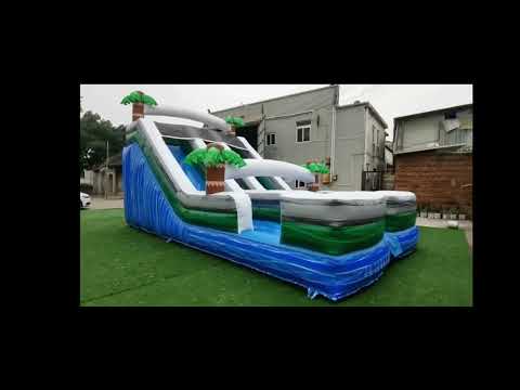Tropical Jungle Double Lane Inflatable Waterslide Video