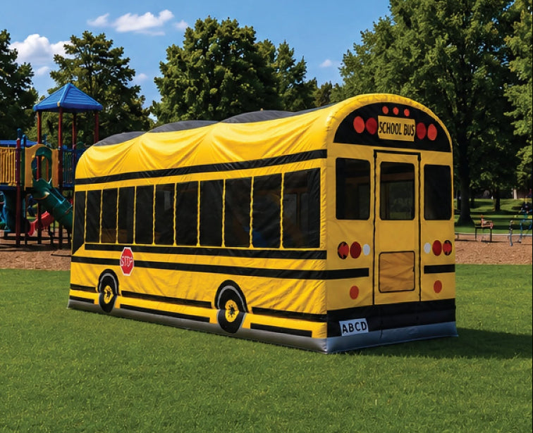 school bus bounce house back