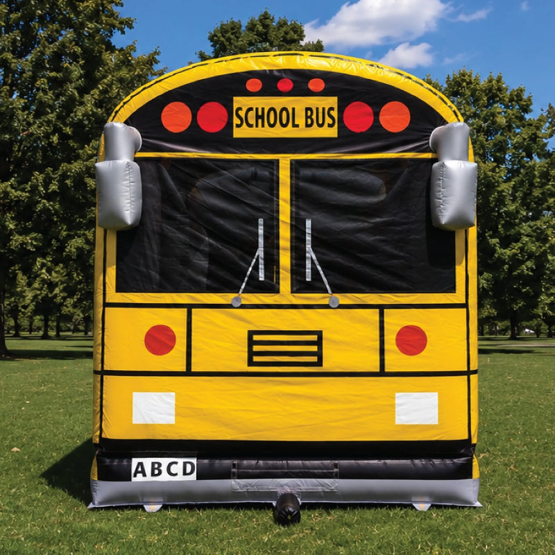 school bus bounce house front