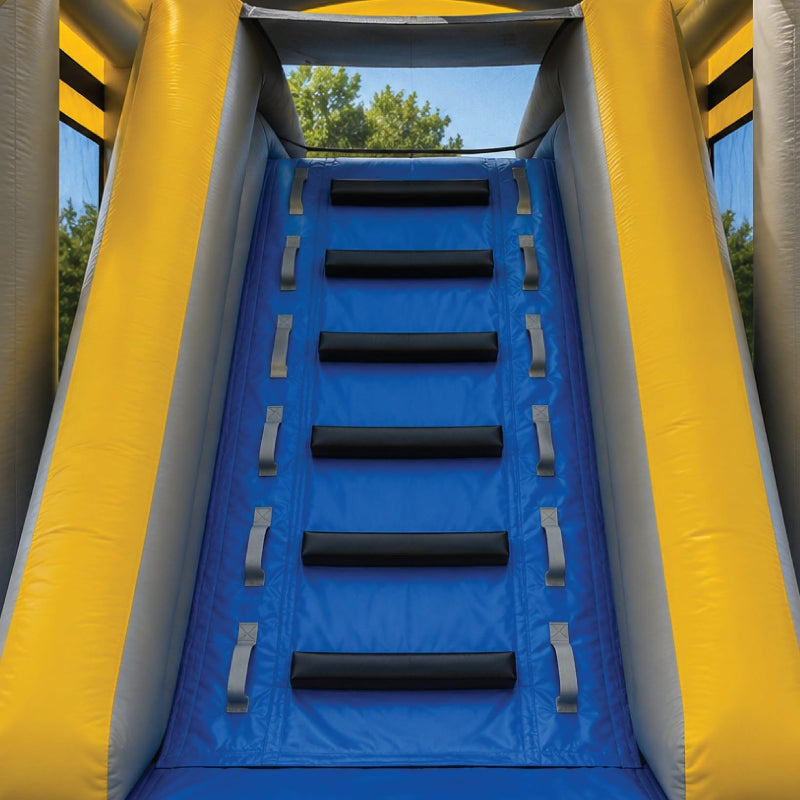 school bus bounce house inside ladder