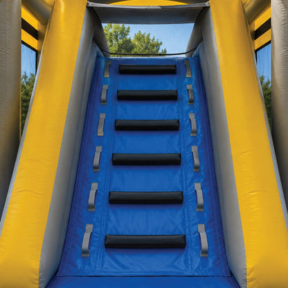 school bus bounce house inside ladder