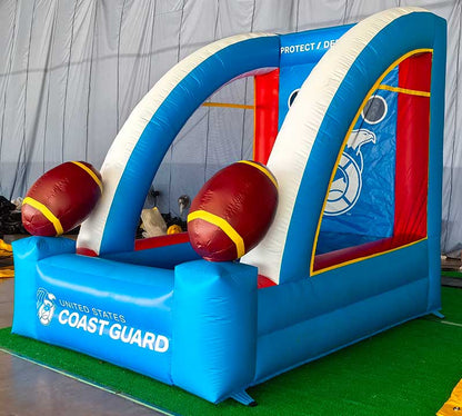 single player inflatable football toss side view