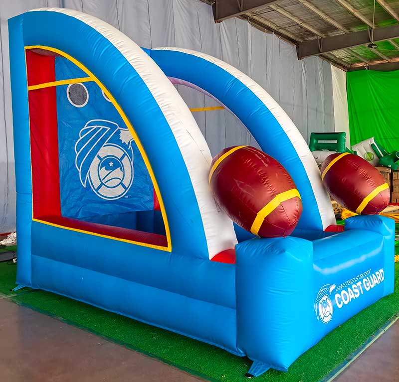 single player inflatable football toss side