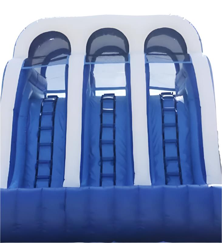 Triple Lane Back Loading Inflatable Water Slide With Pool Back Ladder