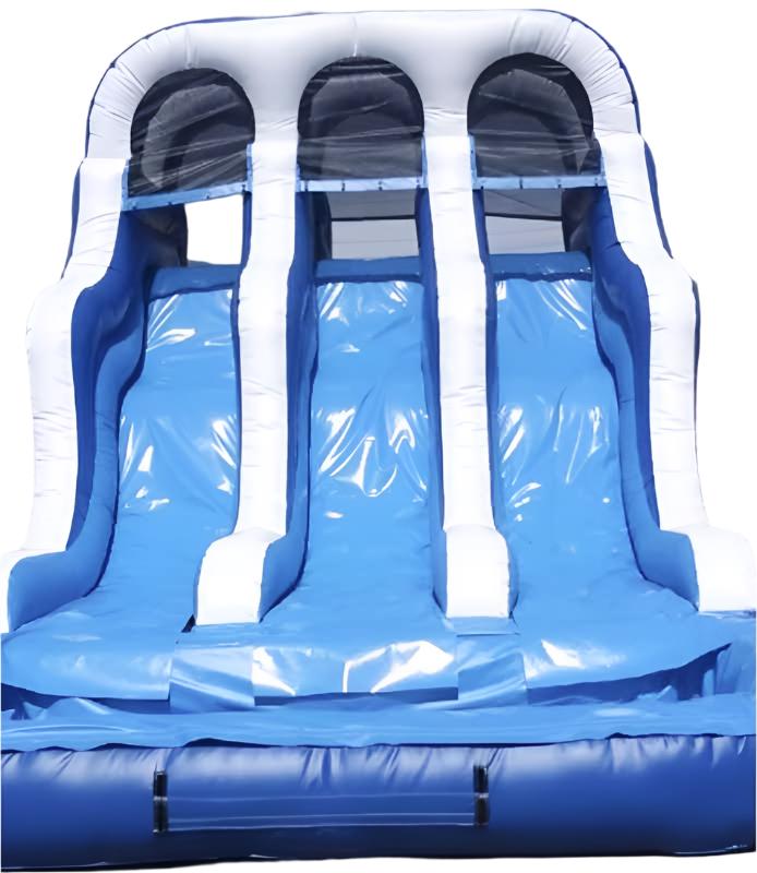 Triple Lane Back Loading Inflatable Water Slide With Pool