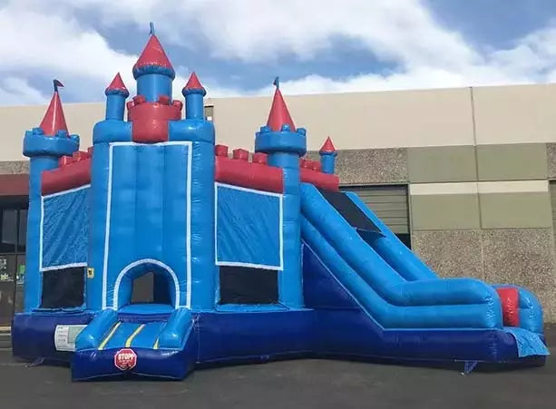 Blue & Red Bouncy Castle With Slide