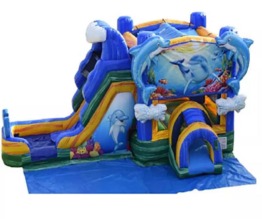 Dolphin Bounce House With Slide