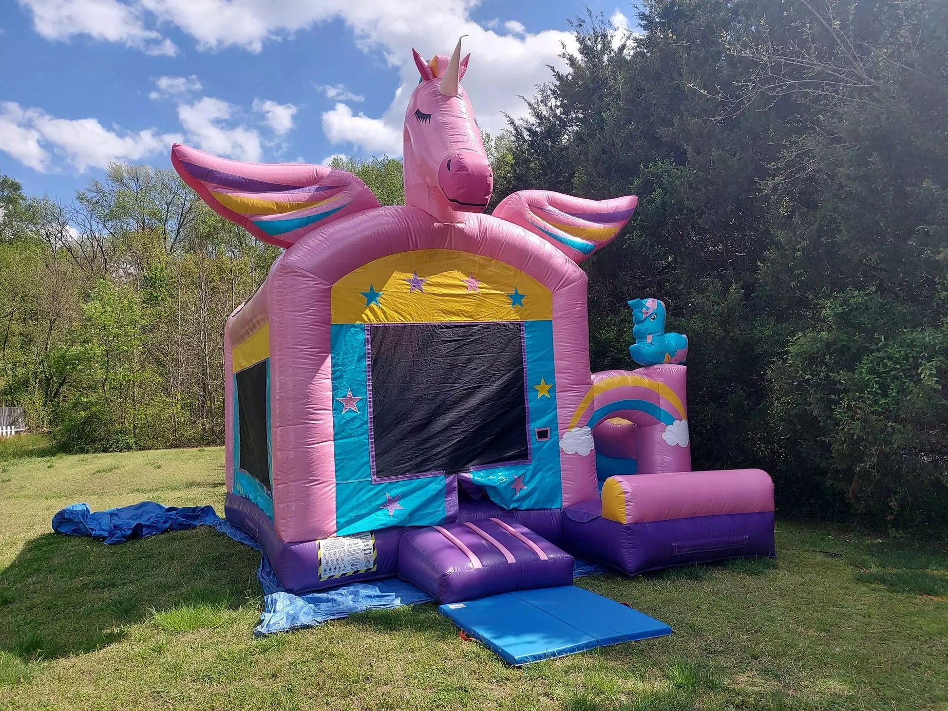 Unicorn Bounce House With Small Slide