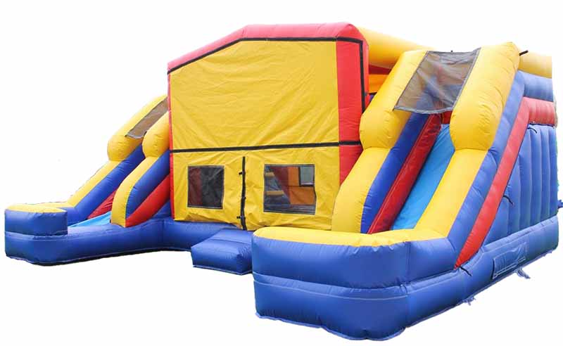 commercial bounce house with 2 slides