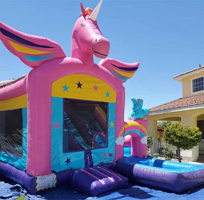 Unicorn Bounce House With Slide & Pool